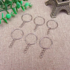50-300Pc DIY Polished Silver Keyring Keychain Split Ring Short Chain Key Rings
