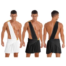 Men's Greek God Role Play Halloween Cosplay One Shoulder Roman Toga Costumes