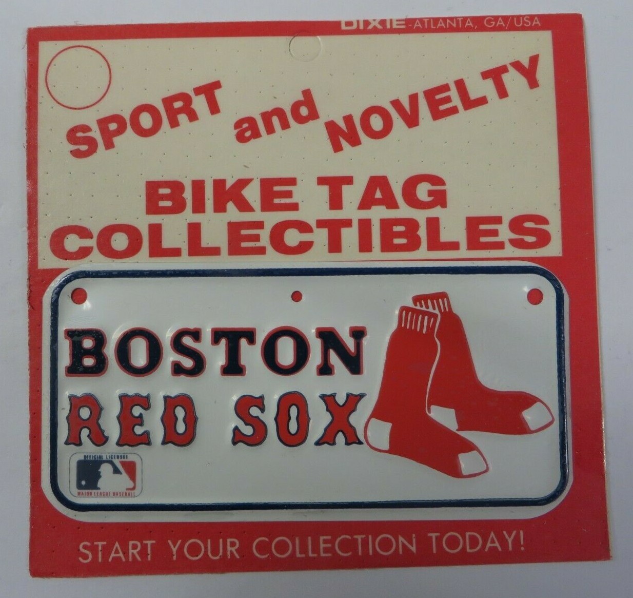 Vtg 1970's Dixie MLB Team BOSTON RED SOX Bike Tag License Plate Bicycle