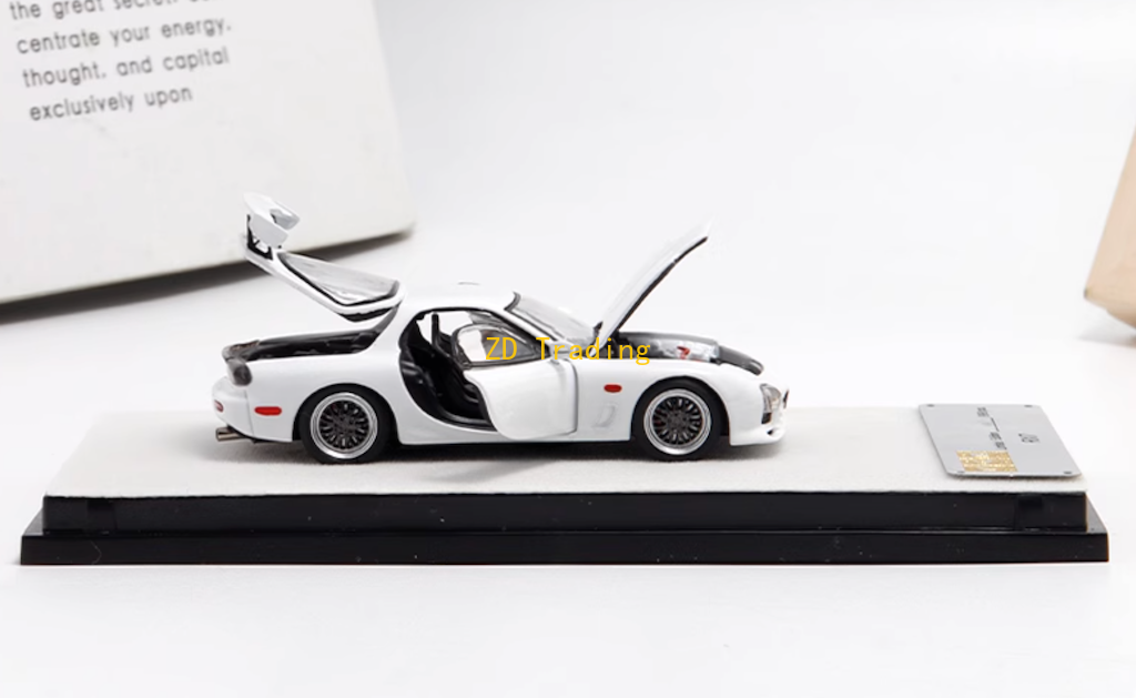 ZD PGM 1:64 White JDM RX-7 FD3S Racing Sports Model Diecast