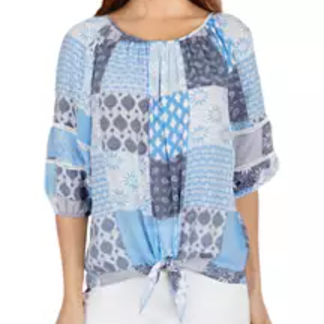 Ruby Road Blue Patchwork Scoop Neck Cottagecore B… - image 2
