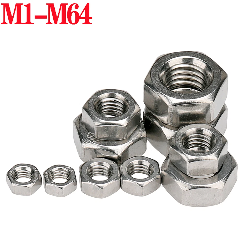 M1/M1.2/M1.4/M1.6/M2.5/M3-M64 Sechskantmuttern Edelstahl V2A Sechskant Muttern
