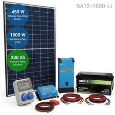 Solar-Inselanlage 1600W Komplettsystem 12V/230V BA12-1600-Li Wohnmobil Hausboot