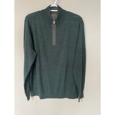 NWT Raffi Forrest Italian Made Extra Fine Merino Wool 1/4 Zip Mock Sweater L