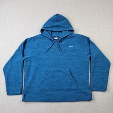 Reebok Hoodie Womens XL Performance Fleece Blue Logo Pockets Pullover