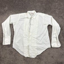 VINTAGE Brooks Brothers Tuxedo Shirt Men XL White Pleated Long Sleeve Cotton USA
