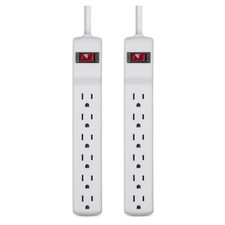 Pack of 2 Belkin F5C048-2 Surge Protectors 6 Outlets 2ft Cord White Extension