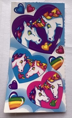 Authentic 1990s Lisa Frank MARKIE  UNICORN LOVE Sticker Card S168 RARE