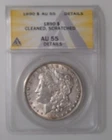 1890 Morgan Silver Dollar, ANACS AU55 Cleaned Scratched
