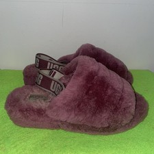 Size 7 UGG Fluff Yeah Slide Thick Sole Plum Purple Womens Slippers 1098798