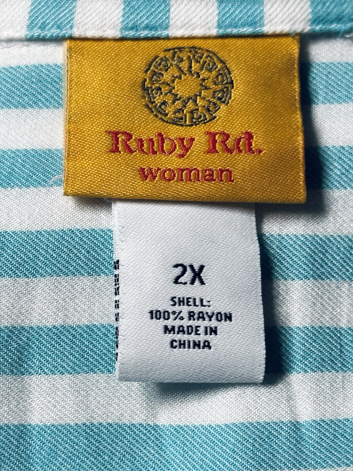 Ruby Rd. Light Weight Striped Button Up Roll & Ta… - image 3