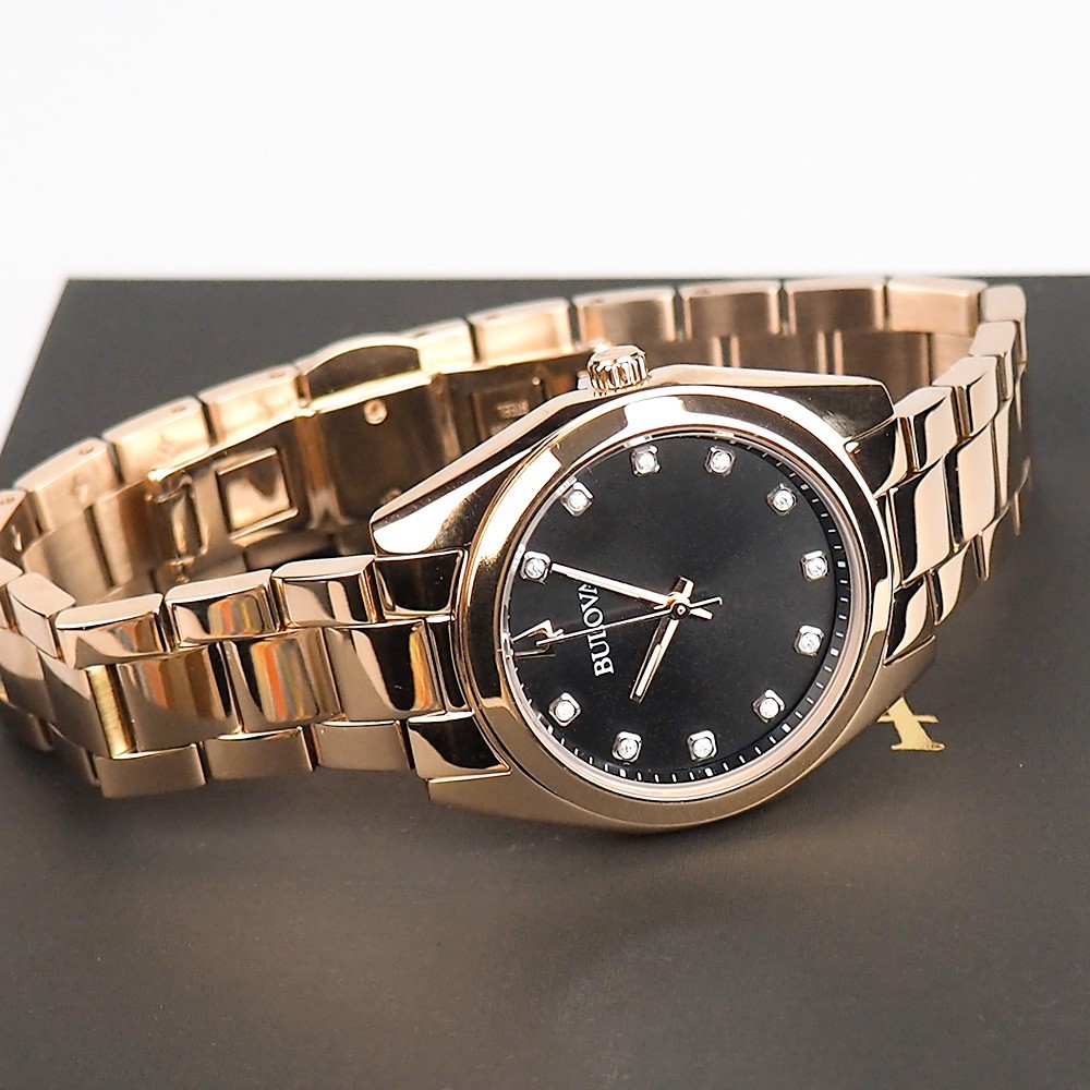 Bulova Surveyor Classic 97P156 Diamond Rose Gold Stainless Women's ...