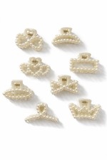 8pcs Pearl Hair Claw Clips Set White Pearl Mini Wedding Party Women Girls