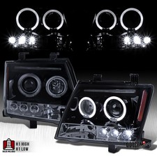 Black Smoke Fit 2005-2015 Xterra Led Halo Projector Headlights Lamps Pair 05-12