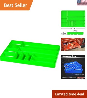 ERNST Tool Organizer Tray, Green, 10-Compartments, Storage, Garage, Workshop,...