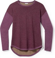 NEW - Smartwool Women's Shadow Pine Colorblock Sweater, Argyle Purple Heather,XS