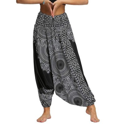 Damen Pumphose Aladin Thai Haremshose Hippie Bunt Muster Baggy Leichte Yoga H...