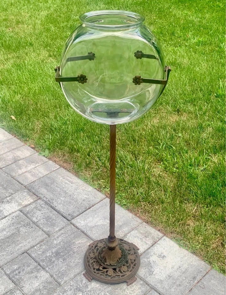 "Soporte para pecera eduardiana de hierro sin restaurar ~ 31"" de alto sin cuenco de vidrio reemplazado" Foto 4 de 4