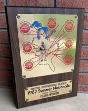 Vintage Original 1982 Summer Nationals Bristol Dragway Class Winner Plaque -IHRA
