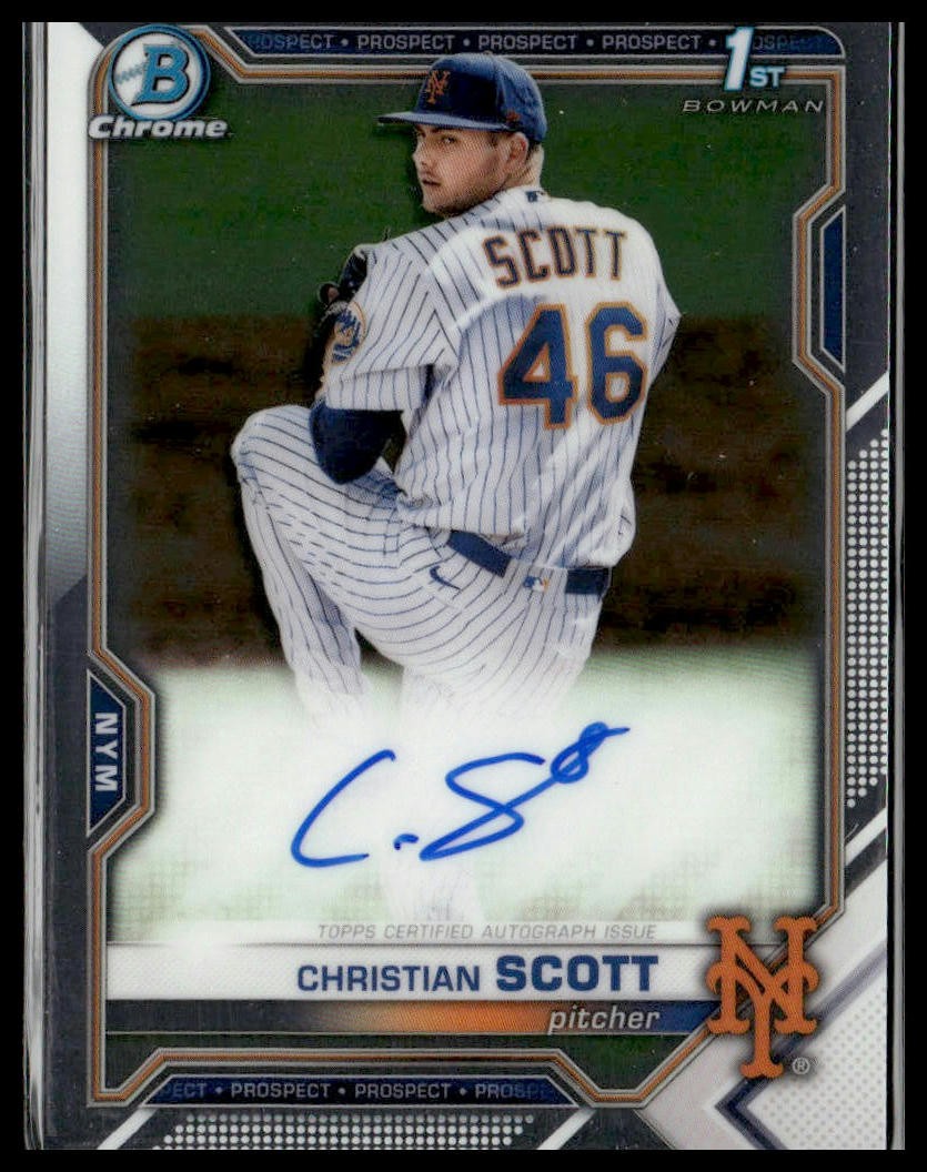 Christian Scott 2021 Bowman Draft Chrome Draft Pick Autographs 1st #CDA-CS Mets