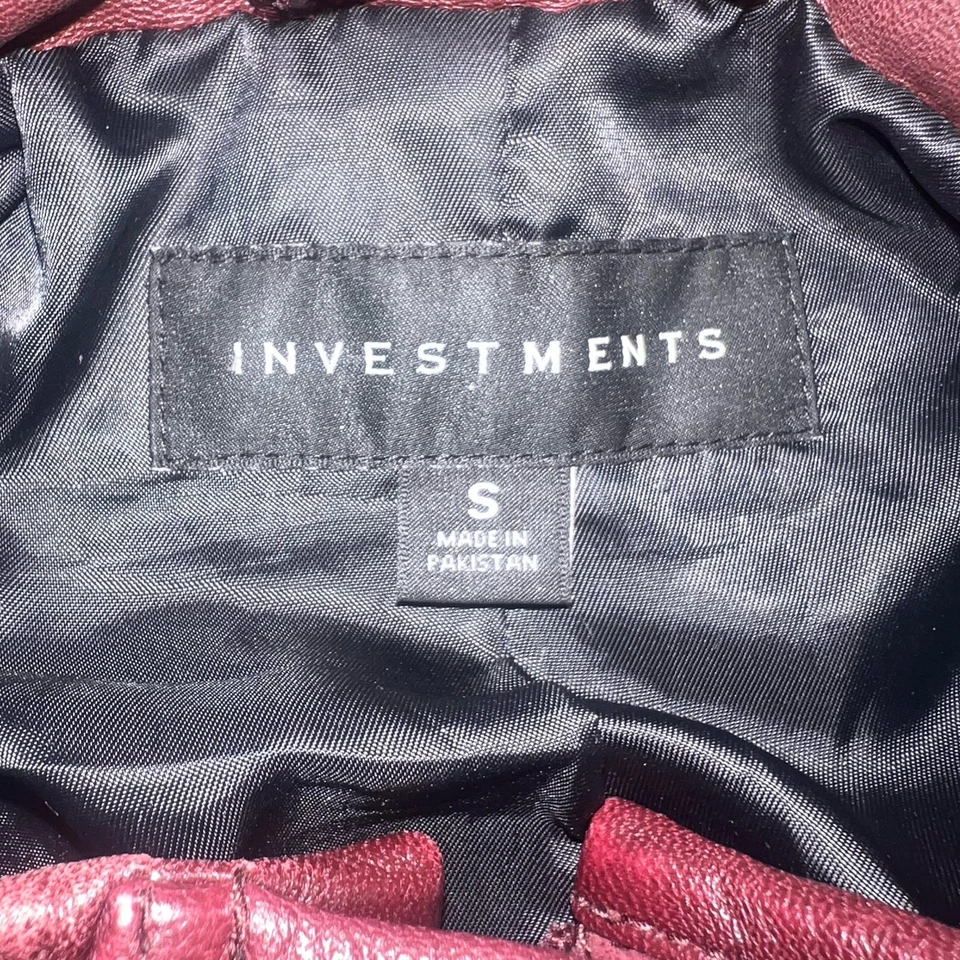 Investments Suede Leather Burgundy Full Zip Jacket Women’s Size S Old Money Vtg - Image 2 of 4