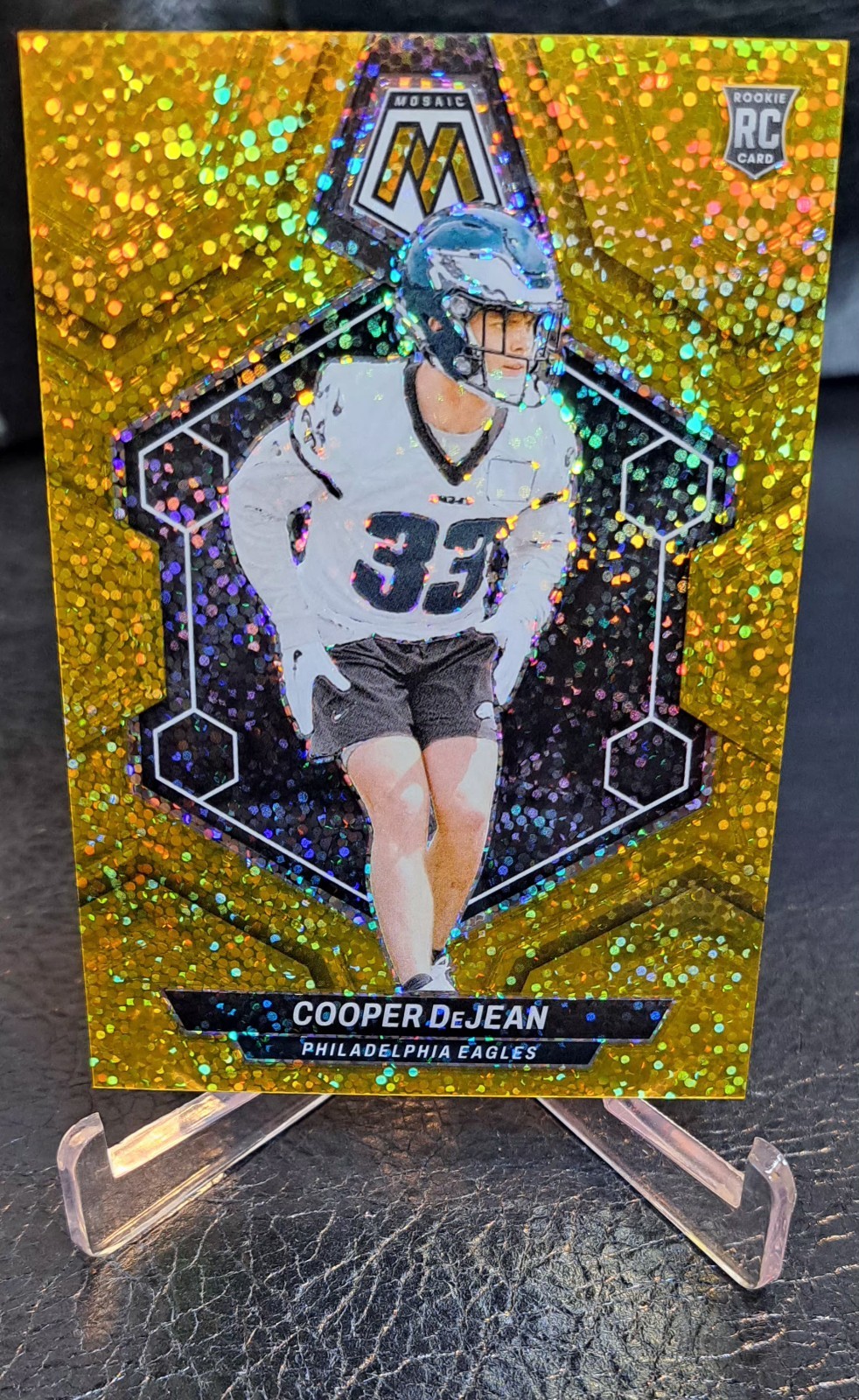 2024 Panini Mosaic - Rookies Cooper DeJean #340 Gold Sparkle Prizm #1/24 (RC) 
