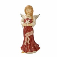 Goebel Engel Funkelnder Sternenregen, Engelsfigur, Steingut, Bordeaux, 52 Cm