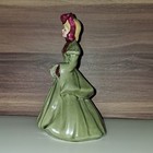 Victorian Style Ceramic Woman Figurine, Green & Burgundy, Glossy Finish — photo 2