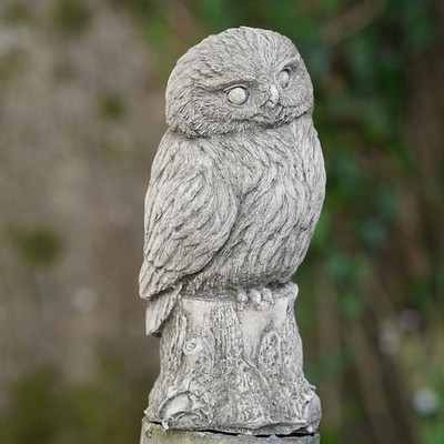 Eule auf Baumstamm Stein Statue | Outdoor Garten Ornament Scheune Jagd Britische Skulptur