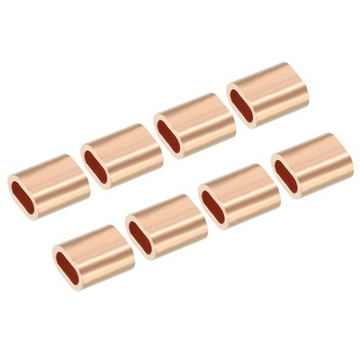20pcs 1/8''/3mm Wire Rope Crimping Loop Sleeve Copper Oval Cable Crimps, Golden