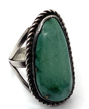 Southwestern Sterling Silver large Turquoise Ring Size 9.5