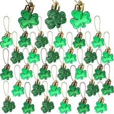30 PCS St. Patrick's Day Shamrocks Ornament Set, Good Luck Clover Green