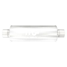 Exhaust Muffler Stainless Steel Round Chamber Bi-direction Satin Gray Exhaust