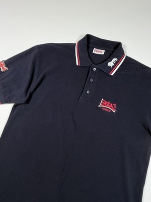 Vintage Lonsdale London Polo Shirt Striped Navy White Men s Size XL Flag Lion