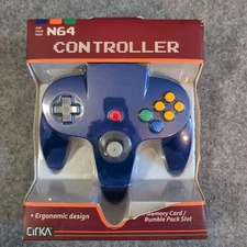 Cirka Wired Game Controller For N64 NINTENDO 64 (Solid-blue) NEW In Package