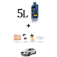 Hoffcar Wartungskit 4 Filter Und 5L ÖL FüR Audi A4 (B8) 2.0 Tdi 125KW Ab 2008