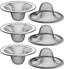6 Pack - 2.125" Top / 1" Basket- Mesh Sink Drain Strainer Hair Catcher for Bathr