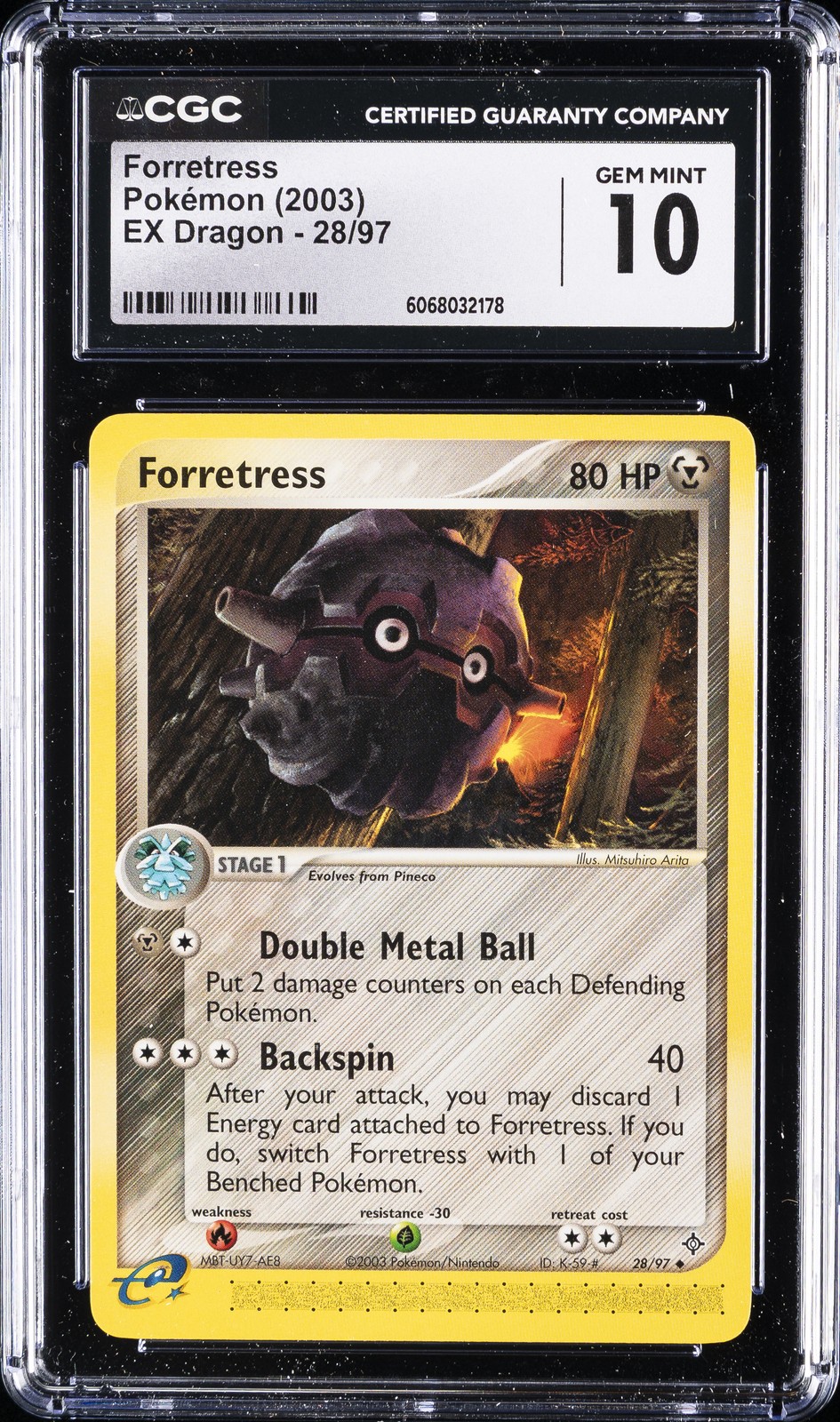 2003 POKEMON EX DRAGON #28/97 FORRETRESS CGC 10 GEM MINT