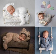 New 2pc/set Baby Outfits Newborn Photography Props Romper Hat Wool Baby