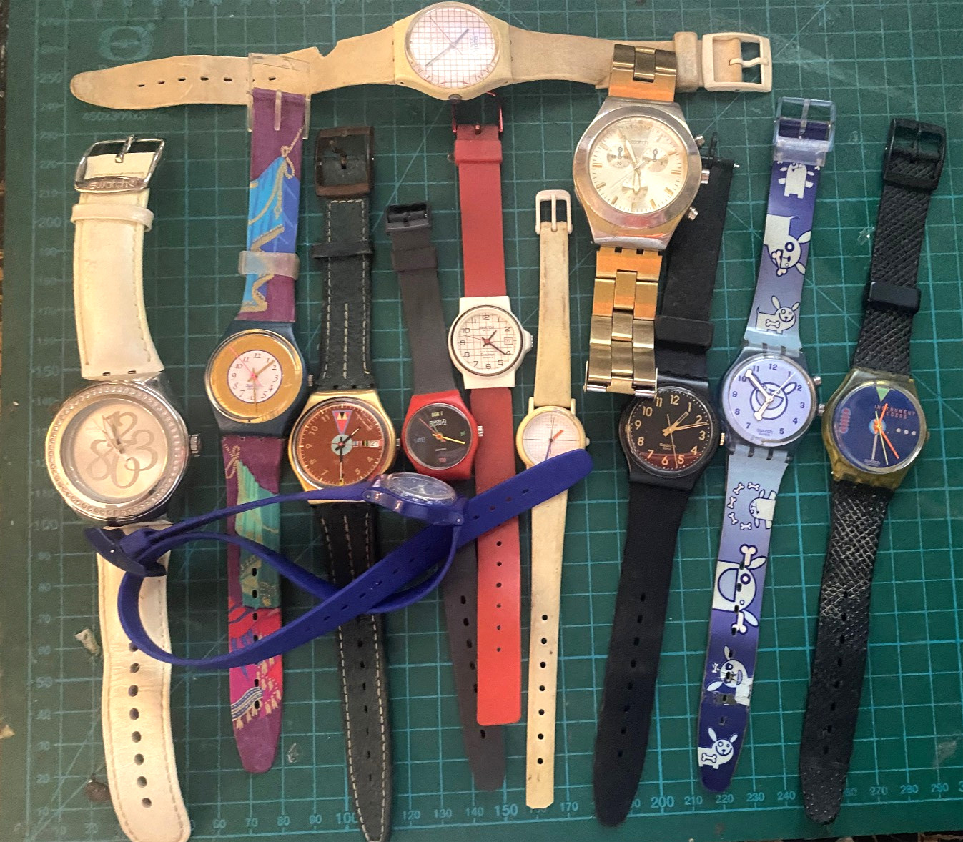 Lot of 10 SWATCH Watches Casio +Arimitron 1983- 2010 Parts Repair- Dont B 2 LATE