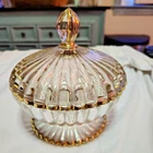 Vintage MCM Jeanette  Covered Candy Dish W/Lid Gold  Trim