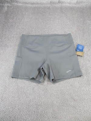 Brooks Shorts Womens Xl Method 5'' Tight Gray Pockets Running NEW *