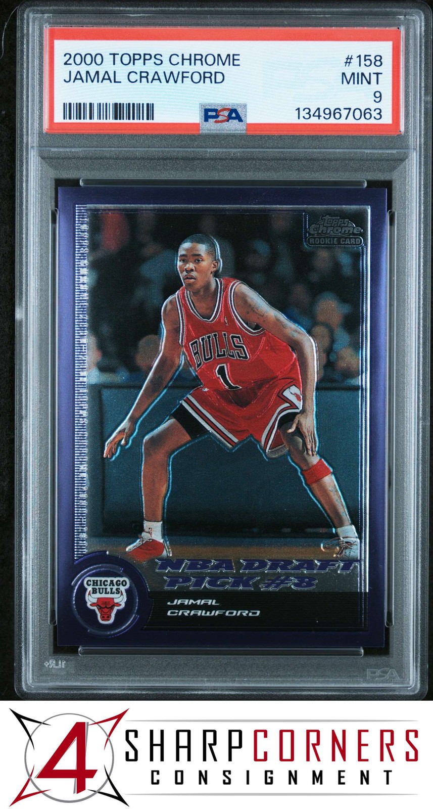 2000 TOPPS CHROME #158 JAMAL CRAWFORD RC #/1999 PSA 9