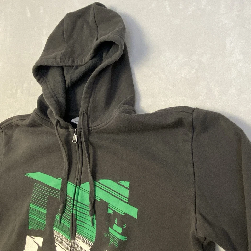 DC Shoes Para Hombre Talla Mediana Cremallera Completa Sudadera con Capucha Rayas Desvanecidas Logo Big Star Gris Y2K Foto 3 de 4