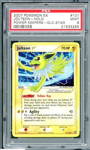 POKEMON GOLD STAR JOLTEON-HOLO 2007 EX POWER KEEPERS #101 PSA 9
