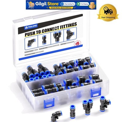 Durable Plastic Push-to-Connect Fittings: 10 Splitters, Elbows, Tees Included