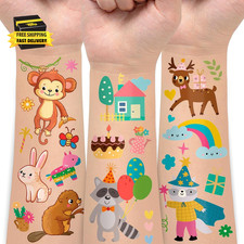 Temporary Tattoos for Kids, 140 Styles 14 Sheets Animal Cartoon Fake Tattoos St