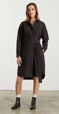 Everlane Oxford Shirt Dress XS Black NWT Organic Cotton Utility Workwear Belted