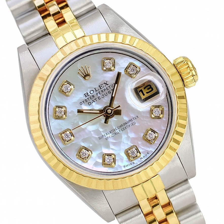 Rolex Datejust 69173 Two-Tone White Mother of Pearl Diamond Dial