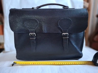 Ancienne Serviette en cuir noir, Porte documents , année 40/60 ? - Photo 1/4
